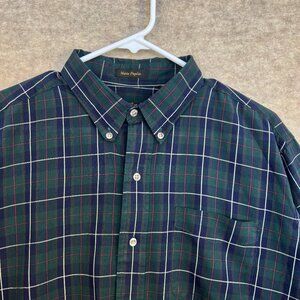 Vintage 90s Eddie Bauer Button Shirt Men’s Size L Marin Poplin Plaid Long Sleeve